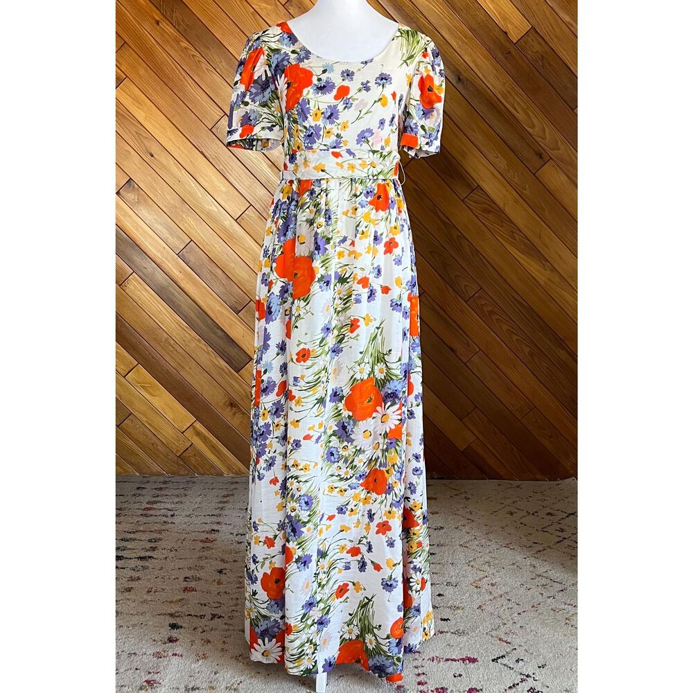 Vintage Rainbow Floral Maxi Dress